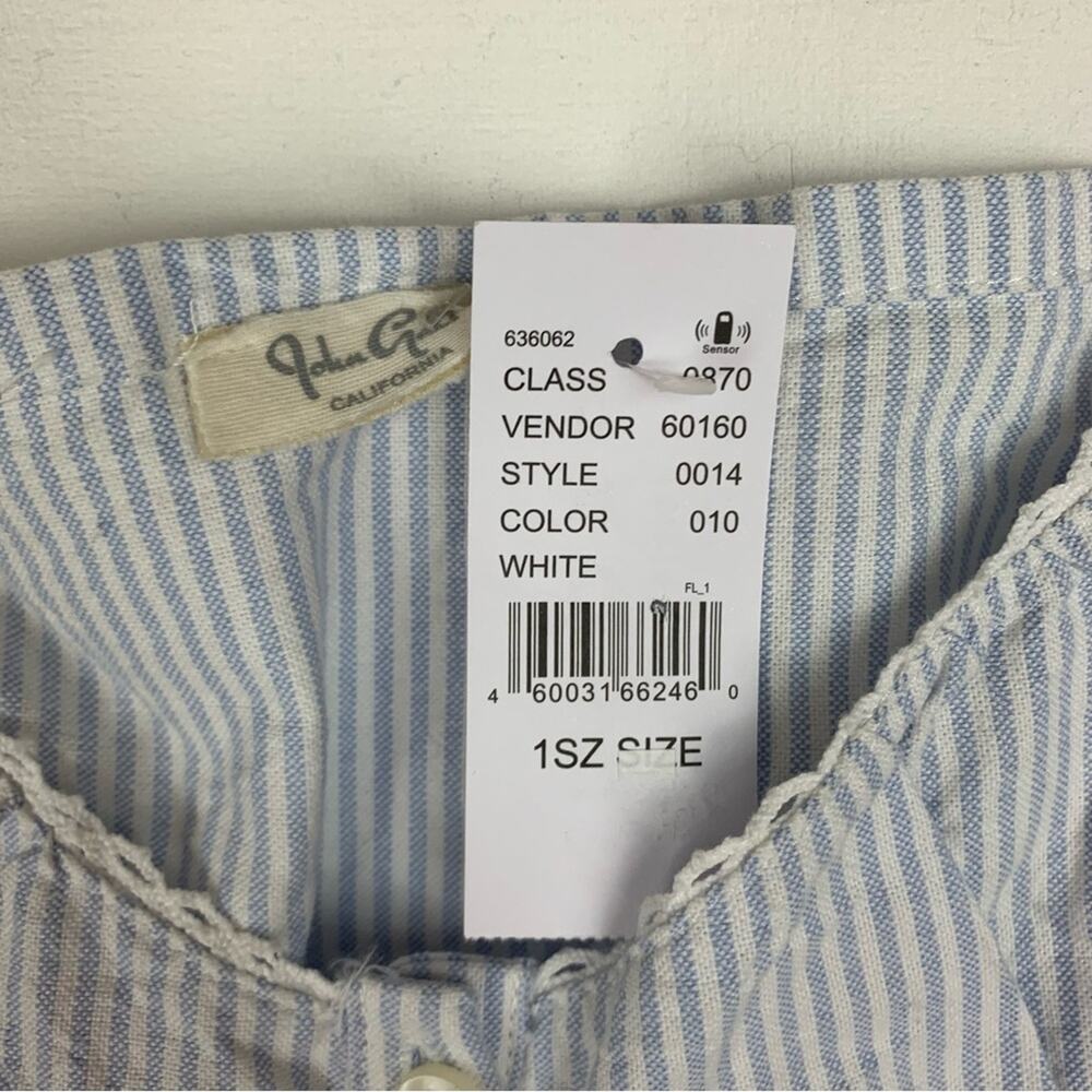 John Galt women's one size small stripe dress blue white seersucker brandy mini - Picture 3 of 13